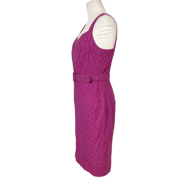 3/$30 Maggy London eyelet embroidered sleeveless sheath dress size 8 fuchsia - Picture 4 of 8
